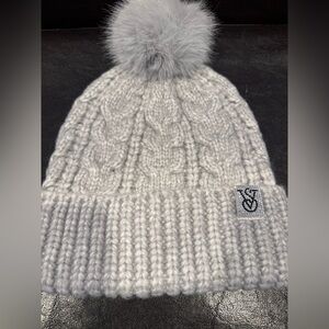 Victoria's Secret Light Gray Knit Beanie Hat OS NWT